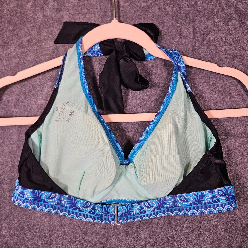 Athleta Womens Blue Paisley Halter Bikini Top Underwire Beach Vacation Sz 36 B/C - Picture 6 of 10